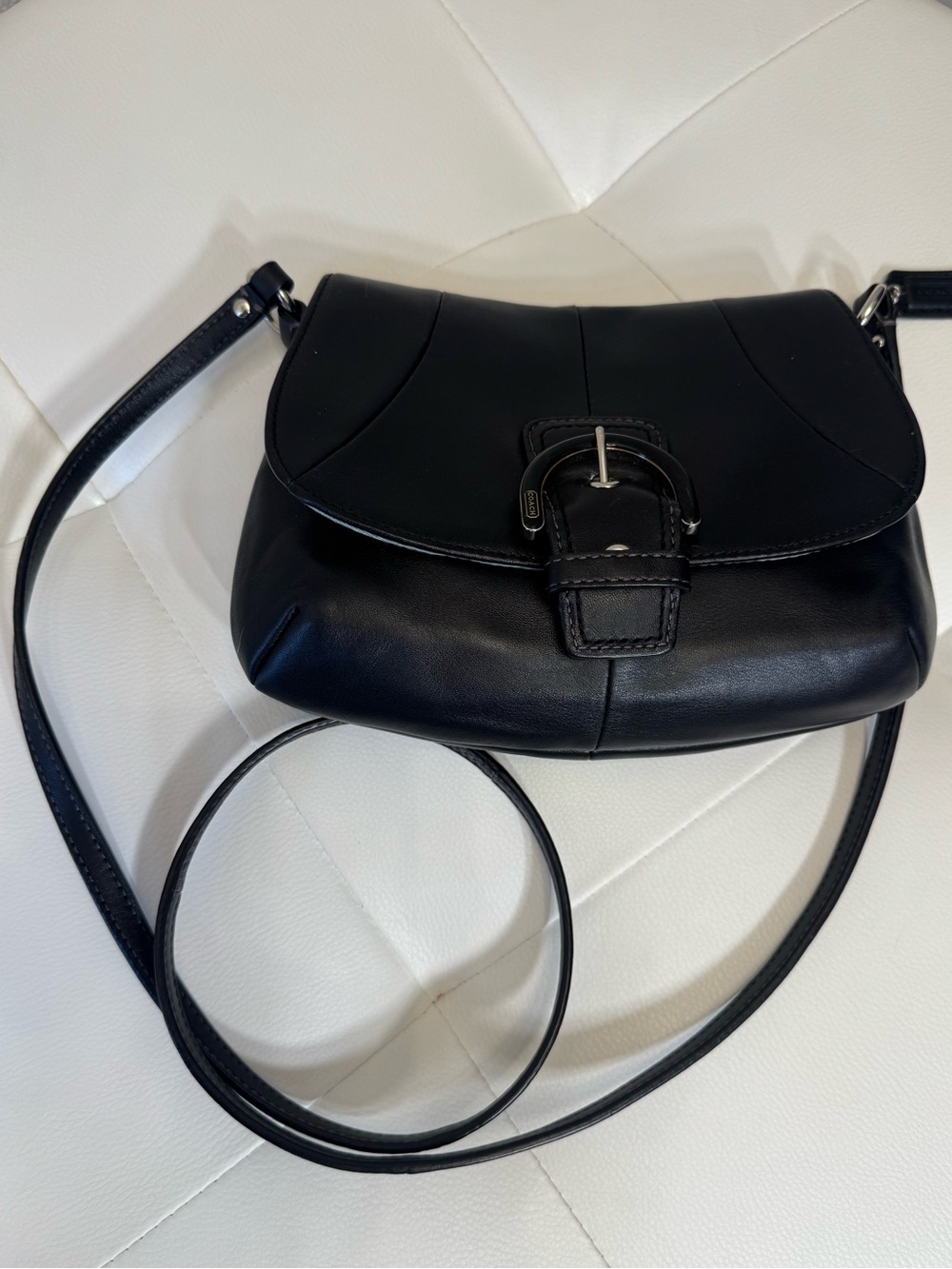Vintage Coach Black Leather Mini Shoulder Crossbody Bag Y2K - Picture 2 of 11